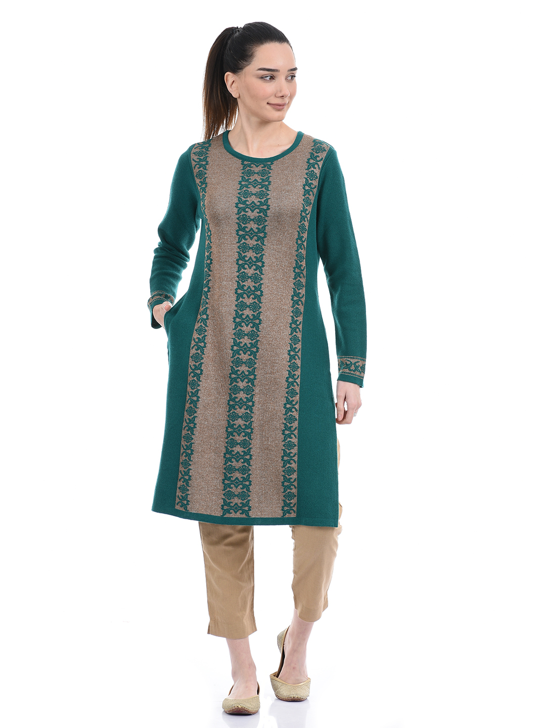 American Eye Women Casual Wear Green Kurta